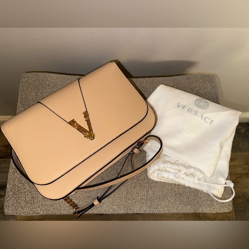 Versace Nude Calf Leather Crossbody Bag - Picture 5 of 13